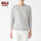 无印良品 MUJI 女式 法国亚麻 圆领针织衫 BAC71A0S 浅银灰色 S