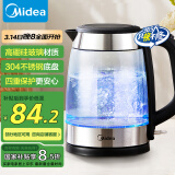 美的（Midea）电水壶热水壶电热水壶304不锈钢玻璃1.7L大容量暖水壶烧水壶自动断电MK-SHJ1722