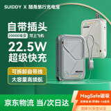 SUIDDY【3C认证】磁吸充电宝20000毫安MagSafe快充移动电源自带线带插头三合一支持苹果16/15华为P70 太空灰【20000毫安】磁吸充电宝自带快充线带插头
