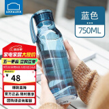 乐扣乐扣（LOCK&LOCK）夏季运动水杯简约塑料杯户外便携水壶男女学生杯子蓝色750ML
