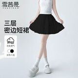 雪茜曼三层蛋糕短裙女2025新款木耳边拼接A字大摆蓬蓬防走光百搭半身裙