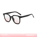 米奇啵啵墨镜 韩版太阳镜 防UV400 驾驶骑行旅游必备男女通用 2025网红款 C4038成人款-黑框渐粉片