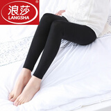 浪莎（LangSha）打底裤袜春秋加绒款裤袜防脱丝九分裤显瘦无缝一体外穿保暖弹力裤 迷你绒9分（黑色）8~20℃度 1条