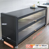 广毅特厚厨房置物架加厚餐边柜橱柜置物收纳柜储物碗柜微波炉烤箱落地 3层【长100宽42cm】大台面-轻奢灰