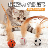 疯狂的主人猫玩具羽毛橡胶弹力球跳跳球猫咪自嗨解闷神器逗猫宠物玩具3个装