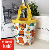 可爱插画手提包妈咪便当包袋拎包童趣涂鸦帆布包 黄色老虎
