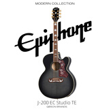 epiphone民谣木吉他J-200EC Studio TE 透明黑渐变电箱易普锋带原厂包