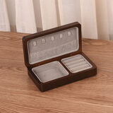 实木首饰盒便携小巧精致复古小众手镯手饰品收纳盒中国风 胡桃木色【无字款】灰色绒