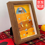 韫舜diy手工相框摆件装饰画黄金矿工送朋友创意节日礼物收纳淘金摆台 6寸胡桃色【背景纸+14个仿真配件】
