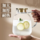 青苹果（QINGPINGGUO）家用耐高温冷水壶大容量玻璃凉水壶冷泡茶壶白开水杯装水扎壶套装 【升级加厚】胖胖壶金色盖2140ml