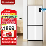 上菱417升十字对开门冰箱 变频节能 一级能效 风冷无霜 离子净味养鲜  大容量四开门家用电冰箱 BQE417PWL（岩白）