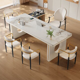 岩板茶桌椅组合简约现代轻奢客厅茶几办公室商用一体阳台家用茶台 [单桌+茶车] 1.4米