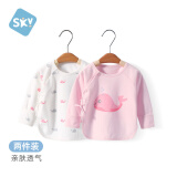 舒贝怡2件装婴儿衣服秋衣初生新生儿半背衣上衣宝宝可爱和尚服粉 52CM