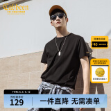卡宾圆领短袖T恤春夏款简约基础冰感体恤多色可选 煤黑色01 L 175 50