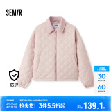 森马（Semir）棉服女灯芯绒翻领菱形格复古2024冬三防宽松轻薄棉衣109724112007