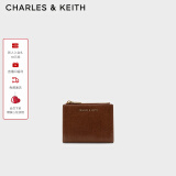 CHARLES&KEITH质感纯色包包女包多卡位短款钱包女士生日520礼物CK6-10680907 Chocolate巧克力色 XXS
