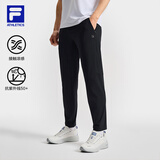 FILA 灵动裤|斐乐官方男装针织长裤2025夏季新款凉感防晒健身运动裤 深黑-BK M 170/80A/M