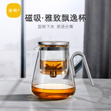 尚明（SAMADOYO）玻璃内胆飘逸杯泡茶壶茶水分离过滤冲茶具套装2025家用办公沏茶壶 枪黑色800ml