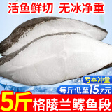 渔吻鲽鱼身 格陵兰深海鱼比目鱼冷冻鸦片鱼去头去尾碟鱼生鲜鱼 鲽鱼身切段 2.5kg 净重