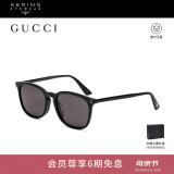 古驰（GUCCI）墨镜男女时尚经典圆框防晒遮阳太阳镜黑色眼镜框礼物GG0154SA-001