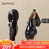 DAPHNE达芙妮矮子乐厚底鞋女乐福鞋2024新款秋季黑色小皮鞋增高高跟女鞋漆皮 黑色 37