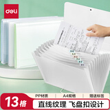 得力（deli）13格风琴包 文件夹学生多层试卷收纳袋资料册票据收纳试卷奖状收纳整理插页袋 透明 5238