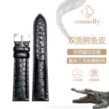 康诺利双面鳄鱼皮表带男真皮适用天梭美度积家浪琴欧米茄万国帝舵手表带 黑色银扣【针扣款】 接口宽度 20mm