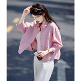 尚静休闲薄款外套女2026春秋新款女装宽松休闲外搭开衫短款女士上衣