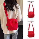 酷达妮上班杂物运动休闲手机斜挎小包包女士2025新款轻便贝壳包帆布包 红色