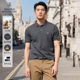 布克兄弟（BrooksBrothers）男夏季金羊刺绣珠地网眼修身短袖Polo衫 0003-深灰色 M