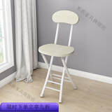 圣洛伊折叠椅子家用餐椅简易椅休闲靠背椅宿舍凳子阳台靠椅便携成人圆凳 白架白橡椅子(有靠背)