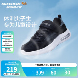 Skechers斯凯奇儿童运动鞋春秋女童魔术贴休闲鞋中大童轻质跑步鞋303601L 403723L黑色/炭灰色/BKCC 32