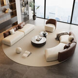 芝华士居意式轻奢猫抓皮弧形沙发小户型现代简约客厅高端同款 单人老虎凳 免洗猫爪皮--直排