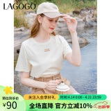lagogo【凉感抗菌】索罗娜短袖T恤女拉谷谷夏季简约圆领正肩上衣 米色(T2) L