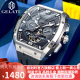 格拉图（GELATU）多功能手表男士全自动镂空机械手表防水夜光高档潮酷机甲风格腕表 GELATU-潮男武士黑