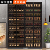 诺曼图 轻奢玻璃鞋柜家用门口大容量一体靠墙面玄关柜高立式鞋柜 灰色四门10层款