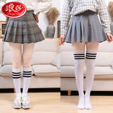 浪莎长筒袜女过膝高筒韩版黑色小腿袜日系半截袜子 白色 2双 均码 过膝袜