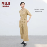 无印良品（MUJI）女式  麻混 弹力 连体裤 裤子女款 连体衣 女装 汉麻 BC2J9C4S 米色 M (160/84A)