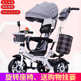 宝乐骏【双向推行】儿童三轮车脚踏车1-6岁小孩婴儿宝宝童车轻便手推车 灰色【双向推行】+安全带