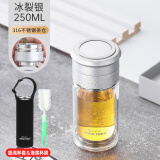 JRINKTEEA茶水分离玻璃杯男女全钢茶仓泡茶杯办公过滤喝茶车载水杯绿茶杯 Predmore冰银250ml
