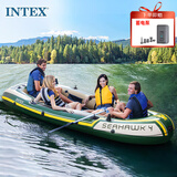 INTEX 68351海鹰四人充气船皮划艇龙舟船加厚加大漂流船儿童戏水玩具