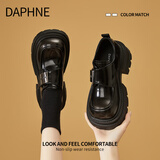 DAPHNE达芙妮厚底乐福鞋女2025新款冬季百搭黑色小皮鞋软底一脚蹬单鞋子