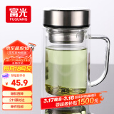 富光双层玻璃杯支持团购定制泡茶杯办公杯带把 大容量男女水杯子580ML