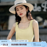 茵曼（INMAN）吊带纯欲T恤上衣2025夏季多色无袖显瘦简约休闲百搭圆领女士上衣 杏色 S