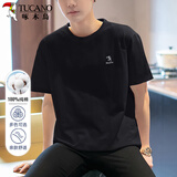 啄木鸟（TUCANO）短袖t恤男夏季圆领短袖纯棉T恤百搭打底衫男装衣服 黑色 XL