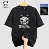 HI PANDA你好熊猫满天星潮牌设计感短袖T恤男2025夏季新款美式涂鸦体恤男 【满天星】-黑#JDP熊猫粉笔 3XL