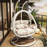 吊篮藤椅庭院双人吊椅懒人椅摇椅阳台秋千摇篮椅室内吊床家用吊兰 【双人双杆可坐躺】简约白 送九件套