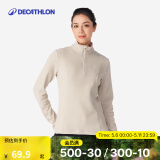 迪卡侬（DECATHLON）保暖户外抓绒衣外套男女运动宽松秋摇粒绒外套冲锋衣内胆 女款-半拉链-淡咖色 S