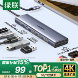 绿联Type-C扩展坞USB-C拓展坞转HDMI读卡器HUB分线器SD卡TF多合1通用苹果16Macbook华为小米笔记本iPad