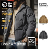 马登工装 美式休闲白鸭绒羽绒服户外防风面包服保暖外套男冬新年战袍 深灰色 3XL